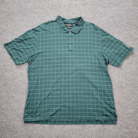 Jack Nicklaus Golden Bear Polo Shirt Mens 2XL Green Golf Checkered Vintage - Picture 1 of 8